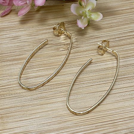 Brinco Meia Argola Oval Semijoia Ouro