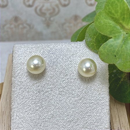 Brinco Pérola 8 Semijoia Ouro