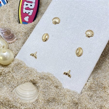 Trio Verão Ipanema Semijoia Ouro