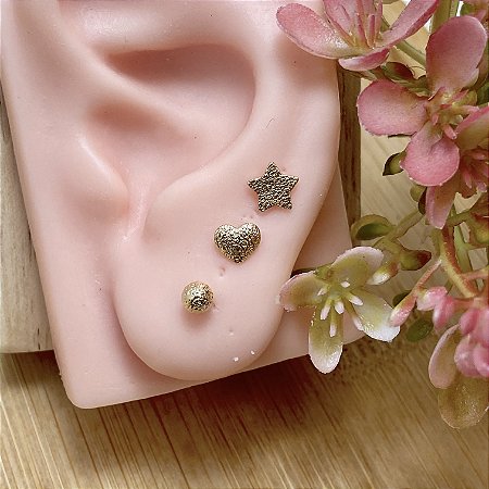 Trio Marteladinho Semijoia Ouro