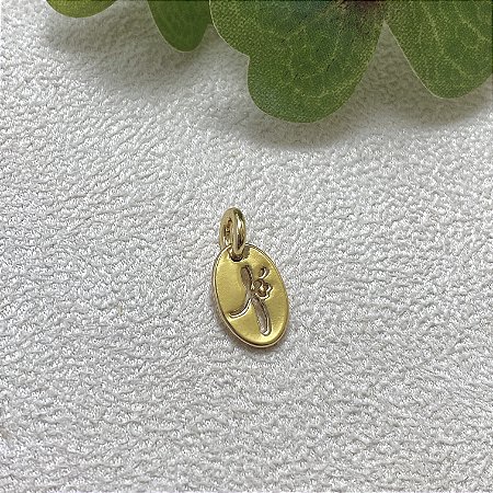 Pingente Fé Plaquinha Semijoia Ouro