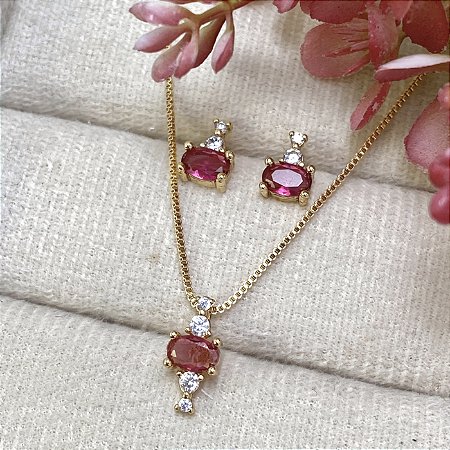 Conjunto Rubiana Semijoia Ouro