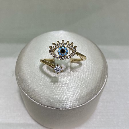 Anel Ajustável Olho Grego Semijoia Ouro