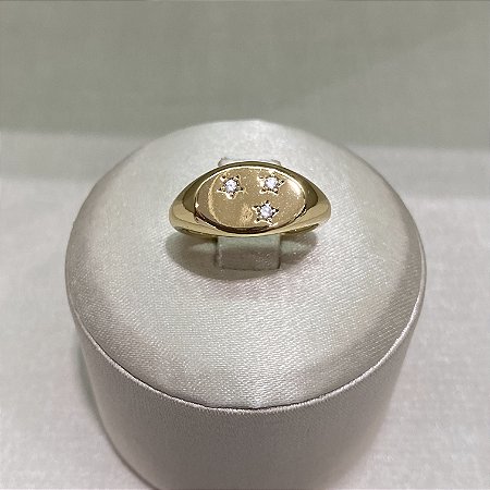 Anel 3 Estrelas Semijoia Ouro