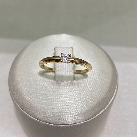 Anel Solitário Baixo Semijoia Ouro
