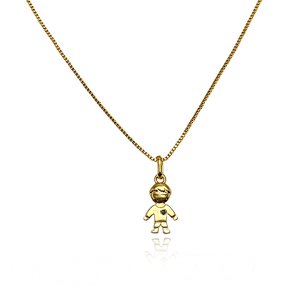 Colar Menino Ponto Azul Semijoia Ouro