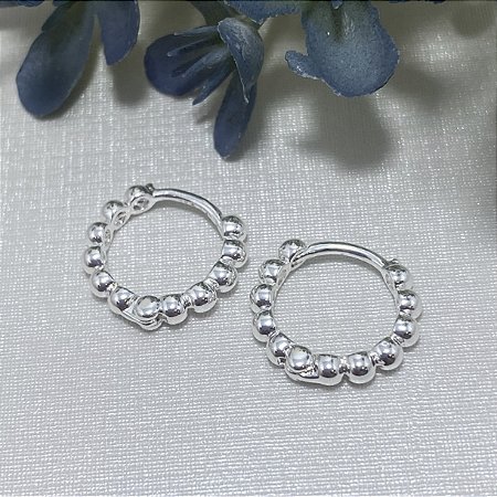 Brinco Argola Bolinhas G Semijoia Prata