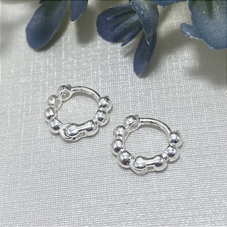 Brinco Argola Bolinhas P Semijoia Prata