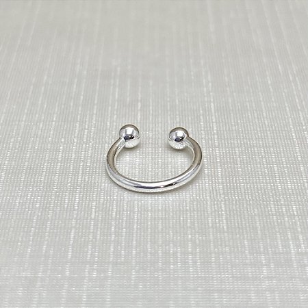 Brinco Falso Piercing Liso c/ Bolinhas Semijoia Prata