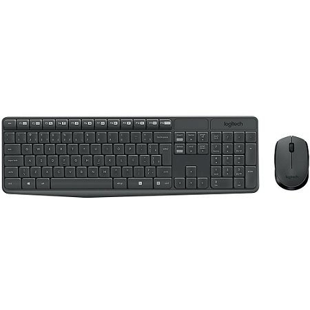 Kit teclado e mouse sem fio multimídia Logitech MK235 Cinza