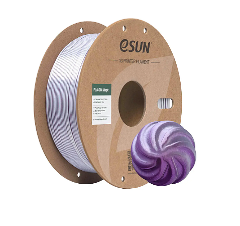 Filamento PLA eSUN Silk Duocolor Magic Prata e Roxo 1Kg (1.75mm)