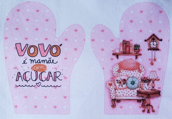 Luva para cozinha - Vovó é mamãe com açúcar