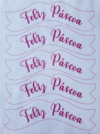 Plaquinha Feliz Páscoa para Guirlanda - Rosa