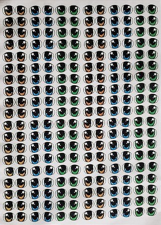 Olhinhos 1cmx 1,5cm 114 pares
