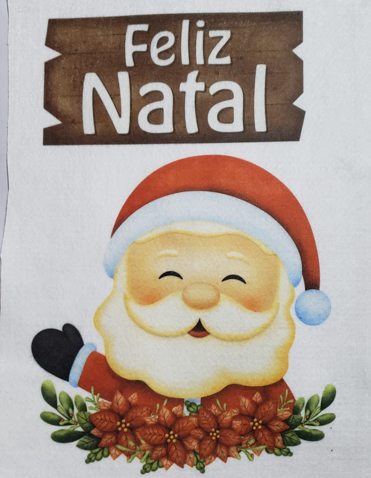 Placa de porta - Guirlanda Natal Papai Noel Branco