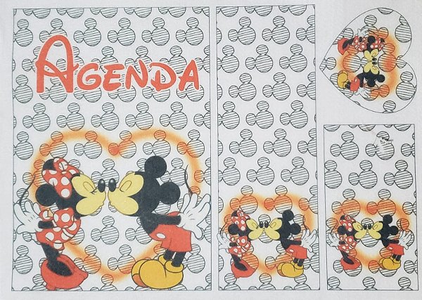 Agenda, estojo, marca pagina e chaveiro - Mickey e Minnie