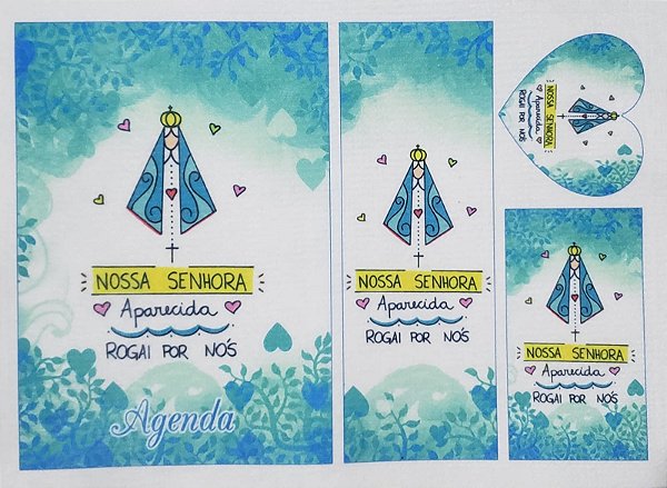 Agenda, estojo, marca pagina e chaveiro - Nossa Senhora Aparecida