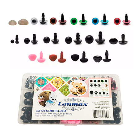 Kit Olhos e Focinhos com Travas para Feltro, Amigurumi e Pelúcia - Lanmax