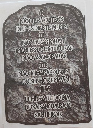 Tabua de pedra - 10 mandamentos GG 1 (do 1 ao 4)
