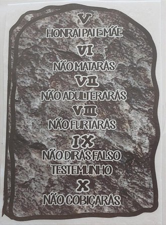 Tabua de pedra - 10 mandamentos GG 2 (do 5 ao 10)