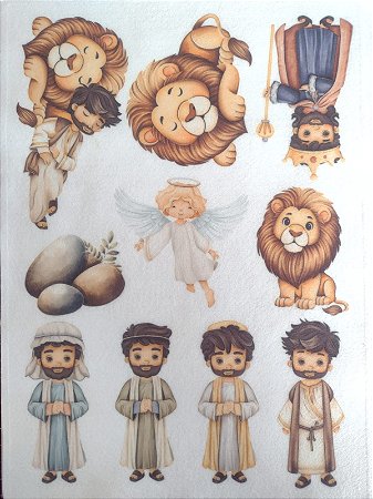 Historia biblica Daniel na cova dos leões - aquarela