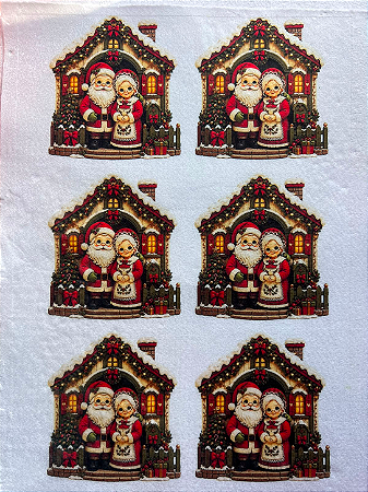 Papai Noel e Mamãe Noel na casinha 9cm