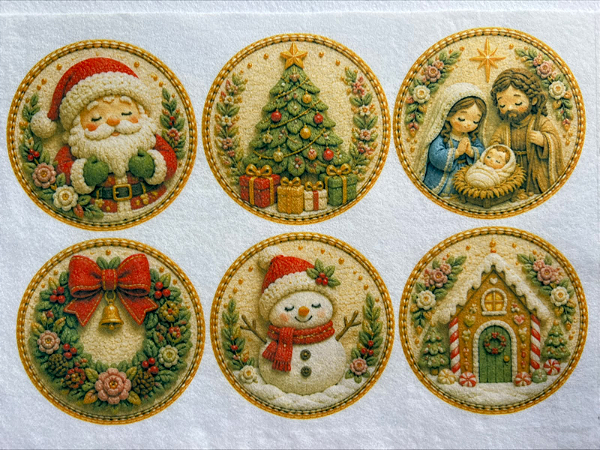 Bolinhas de Natal - Efeito costuradas a mão