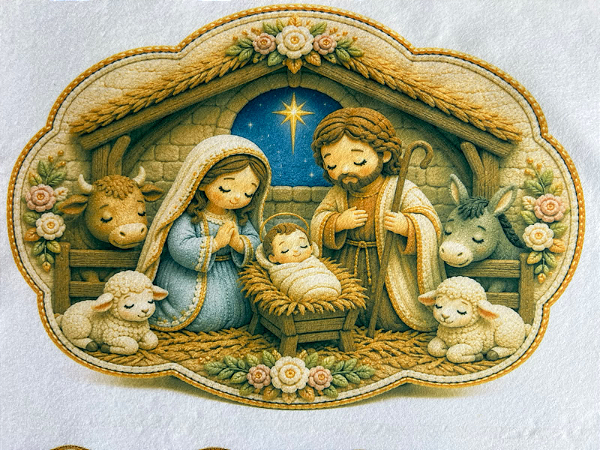 Placa Presepio "Coleção Costurados a mão"