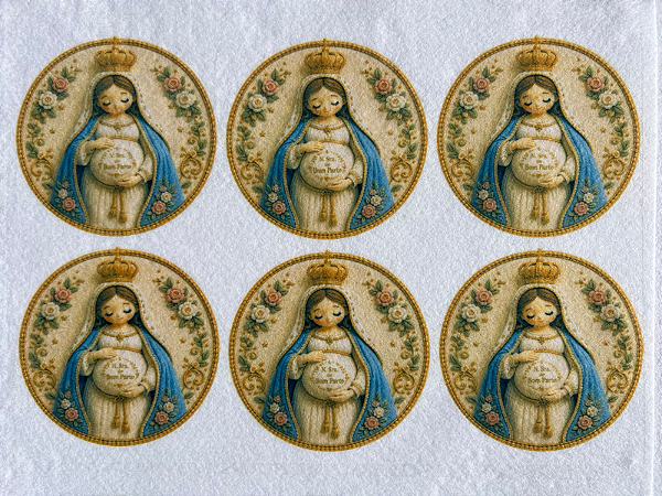 Medalha Nossa Senhora do Bom Parto "Coleção Costurados a mão" 9cm