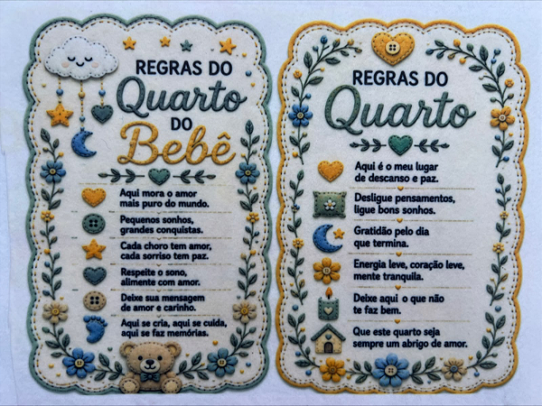 Regras dos quartos Coleção "Costurados a Mão"