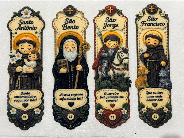 Marca Pagina Os Padroeiros - Coleção "Costurados a Mão"