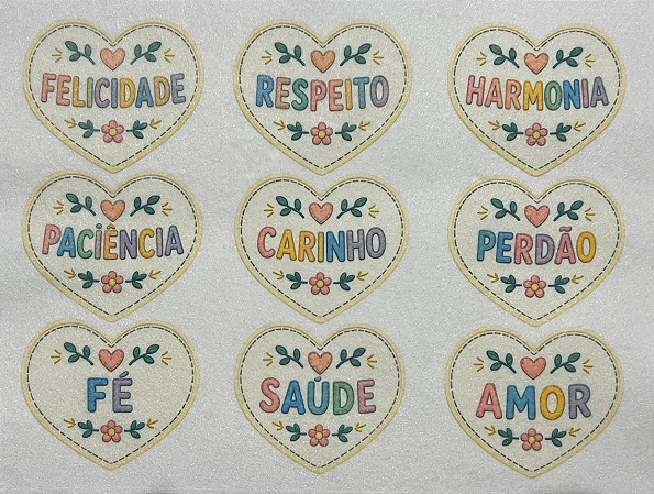 Corações Mandamentos do Lar Verão - Coleção "Costurados a Mão"