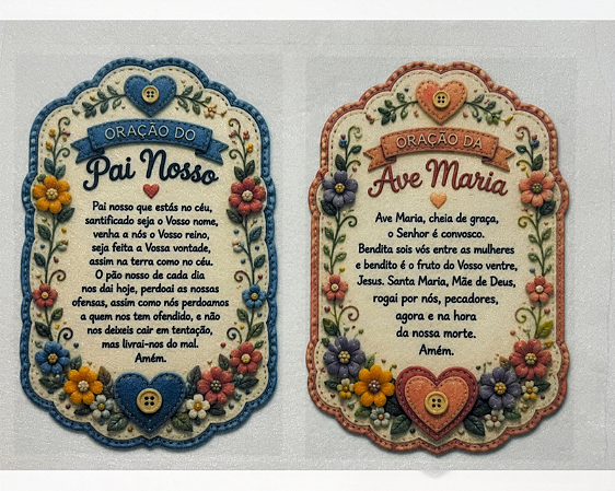 Pai Nosso e Ave Maria "Costurados a Mão"