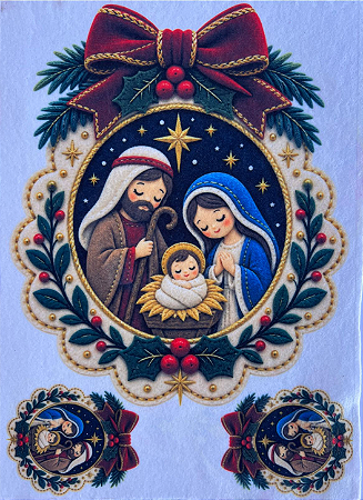 Natal- Medalhao Presepio "Coleção costurados a mão"