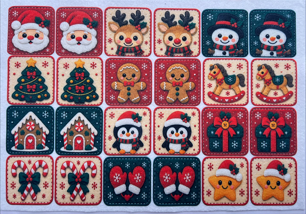 Jogo da Memoria Natal "Coleção costurados a mão"