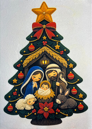 Arvore/ Pinheiro Presepio de Natal Grande "Coleção Costurados a mão"