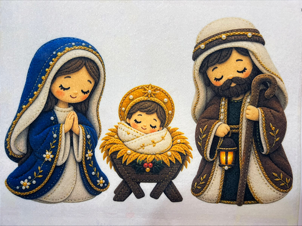 Maria, José e Jesus - Natal "Coleção Costurados a mão"