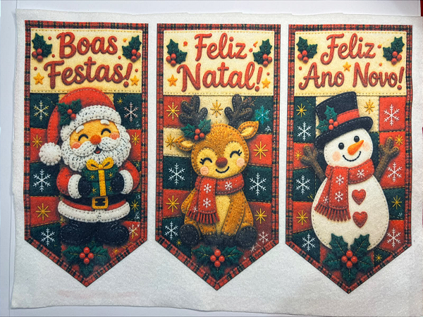 Trio de Flamulas Natalinas "Coleção Costurados a mão"
