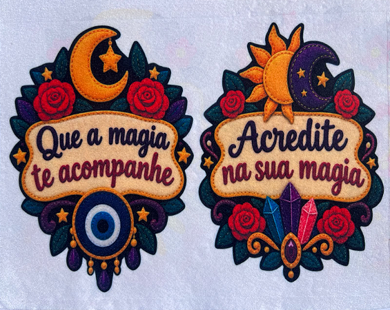 Plaquinha Que a Magia... e Acredite... "Coleção Costurados a mão"