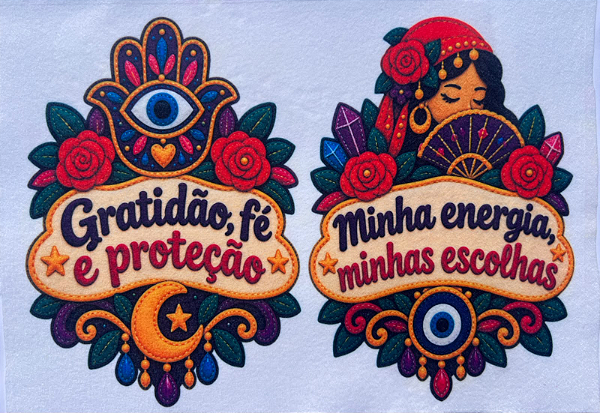 Plaquinha Gratidão... e Minha energia... "Coleção Costurados a mão"