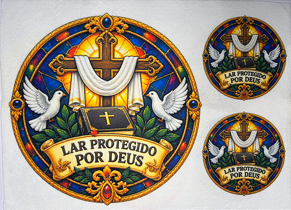 Vitral Lar protegido por Deus