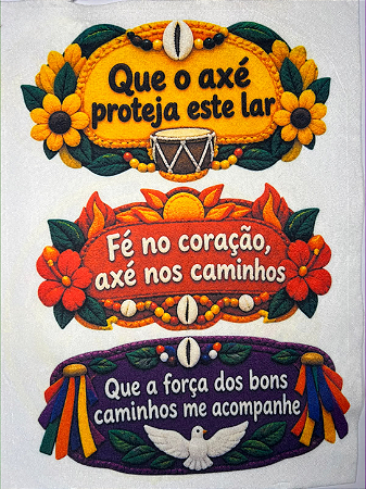 Plaquinha Que o Axé proteja esse la e outras... "Coleção costurados a mão"