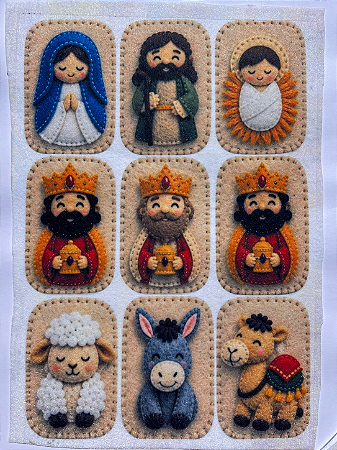 Porta talher Presepio "Coleção costurado a mão"