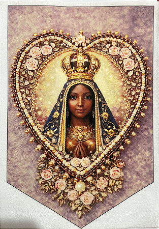 Flamula coração bordado Nossa senhora Aparecida