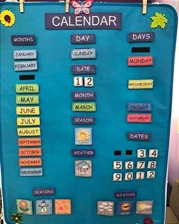 Calendário Montessoriano Inglês - Feltro