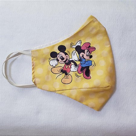Máscara de Proteção Mickey e Minnie Amarelo