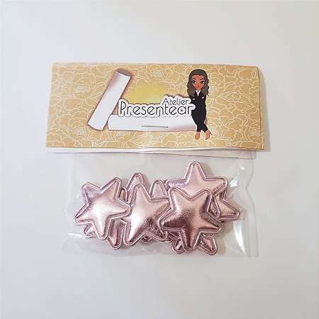 Aplique Estrela Laminada Rosa