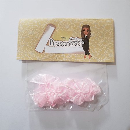 Laço cetim com organza n 2 Rosa Bebe