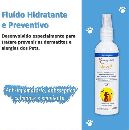 Fluído Hidratante e Preventivo Alerpet para Dermatite Atópica Cães e Gatos - Alergoshop - 240ml