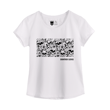 BABY LOOK - SKULLS AND FLOWERS